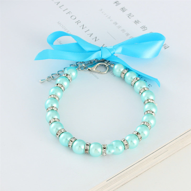 Striped Pearl Necklace Pet Collar for Fashionable Pets