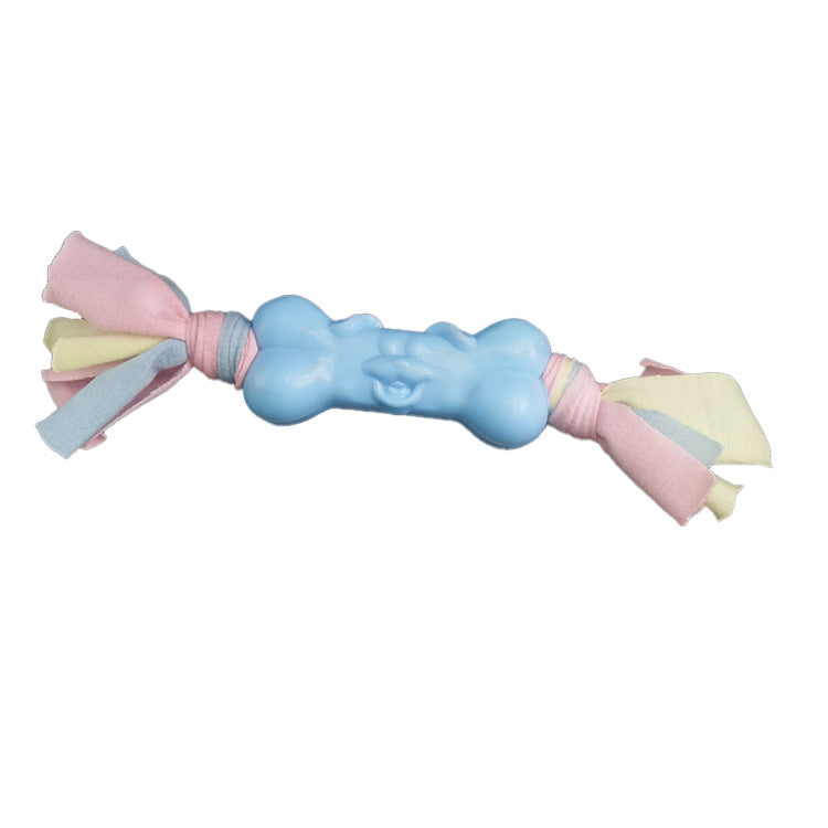 TPR Dog Bone Cotton Cloth Strips for Teeth Relief