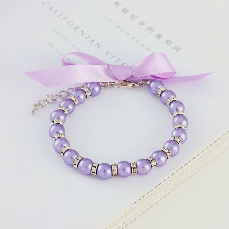 Striped Pearl Necklace Pet Collar for Fashionable Pets