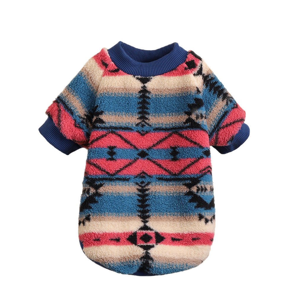 Cute Striped Plush Hoodie for Pets in Autumn/Winter