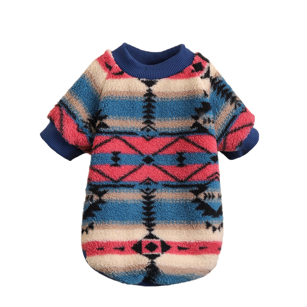 Cute Striped Plush Hoodie for Pets in Autumn/Winter