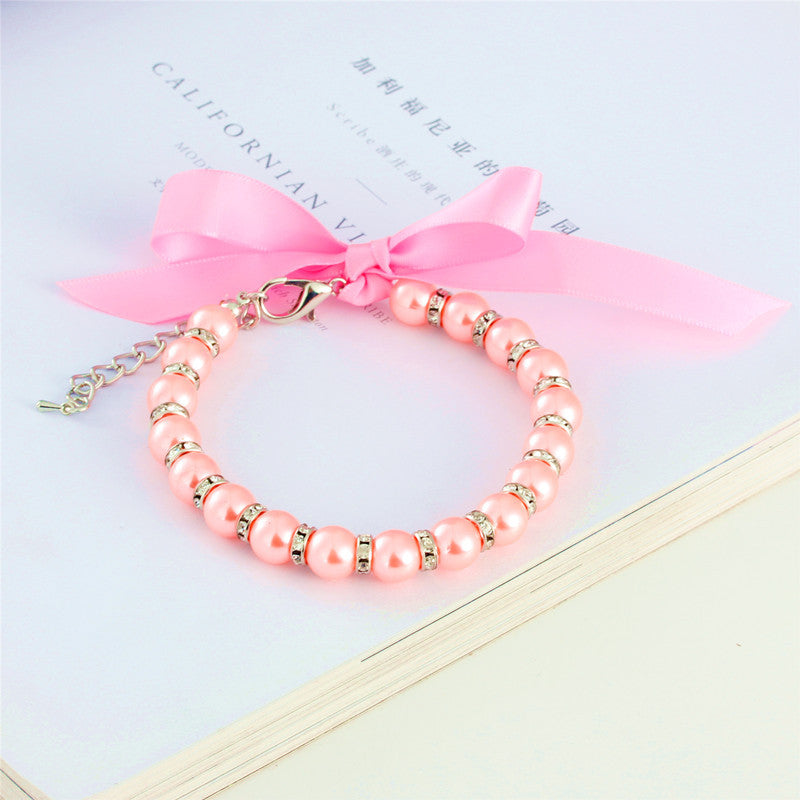 Striped Pearl Necklace Pet Collar for Fashionable Pets
